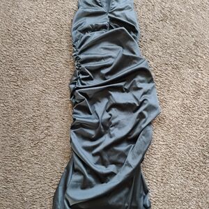 Chic Black Ruched Maxi Dress